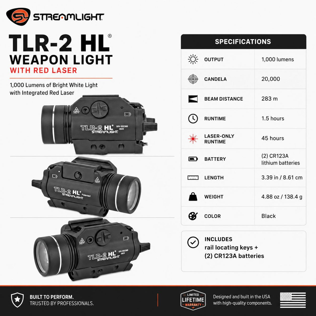 Streamlight TLR-2 HL Weapon Light 1000 Lumens Red Laser – 69261
