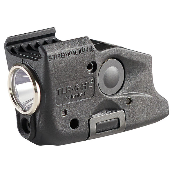 Streamlight TLR-6 HL G weapon light with green laser in a single three-quarter view against white