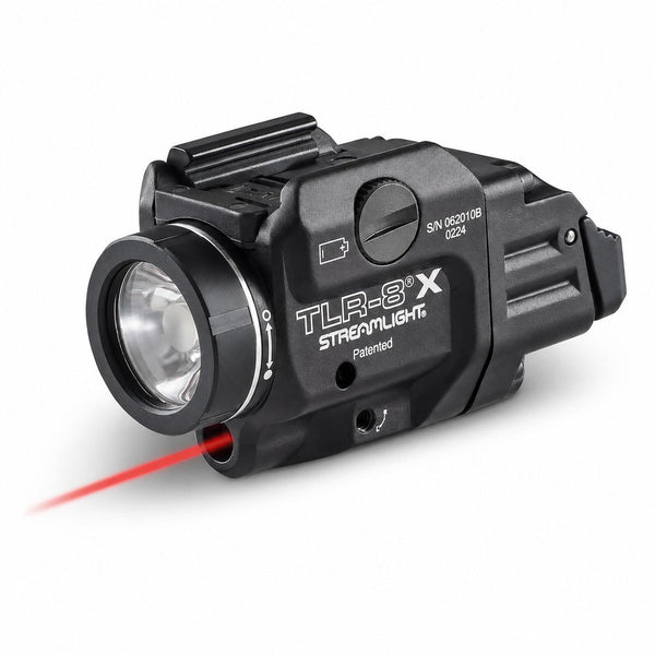 Streamlight TLR-8 X weapon light with red laser producing 500 lumens in matte black