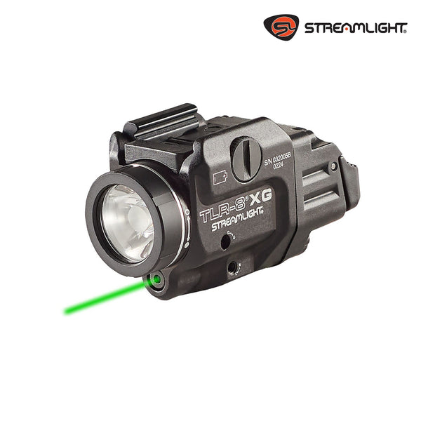 Streamlight TLR-8 X G weapon light with green laser producing 500 lumens and 5,000 candela