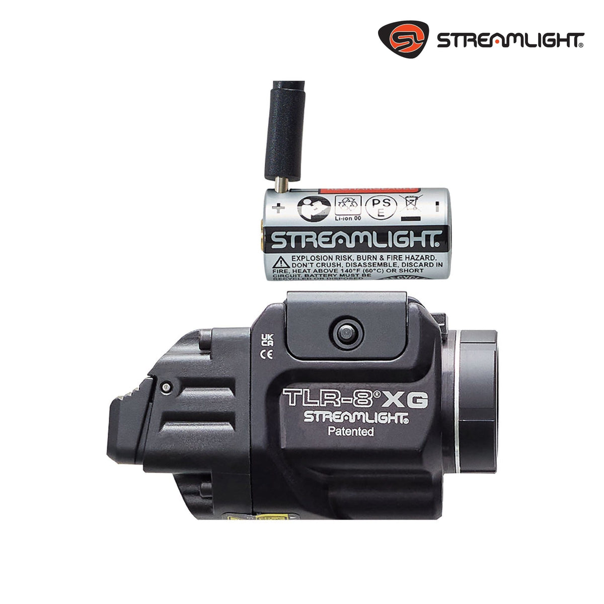 Streamlight TLR-8 X G weapon light with green laser multi-fuel on an SL-B9 USB-C pack or CR123A