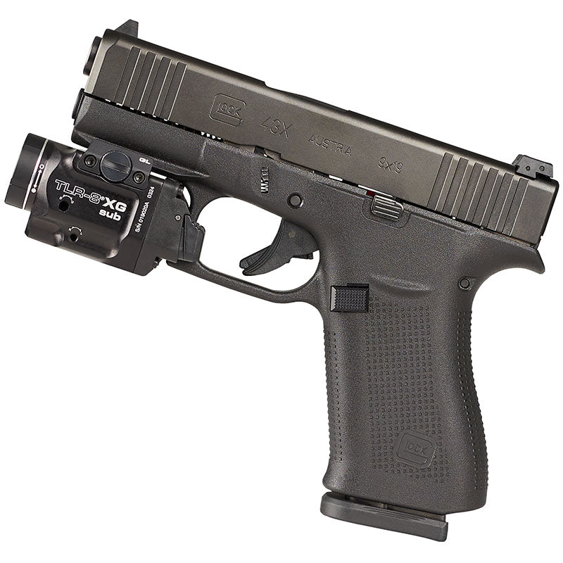 Streamlight TLR-8 X G Sub weapon light for the SIG P365 and P365 XL, shown side on