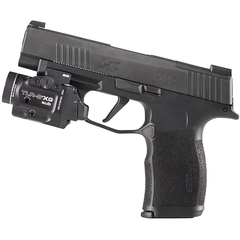 Streamlight TLR-8 X G Sub weapon light for the SIG P365 and P365 XL with green laser windage screws