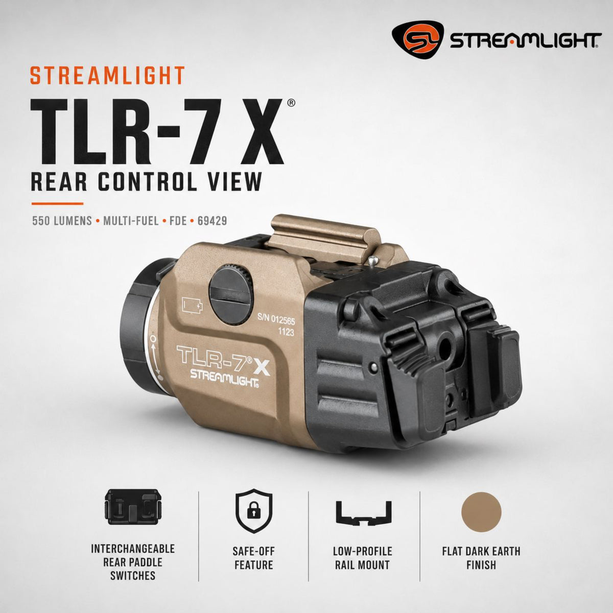 Streamlight TLR-8 X sub weapon light with red laser with 5,000 candela reaching 141 metres