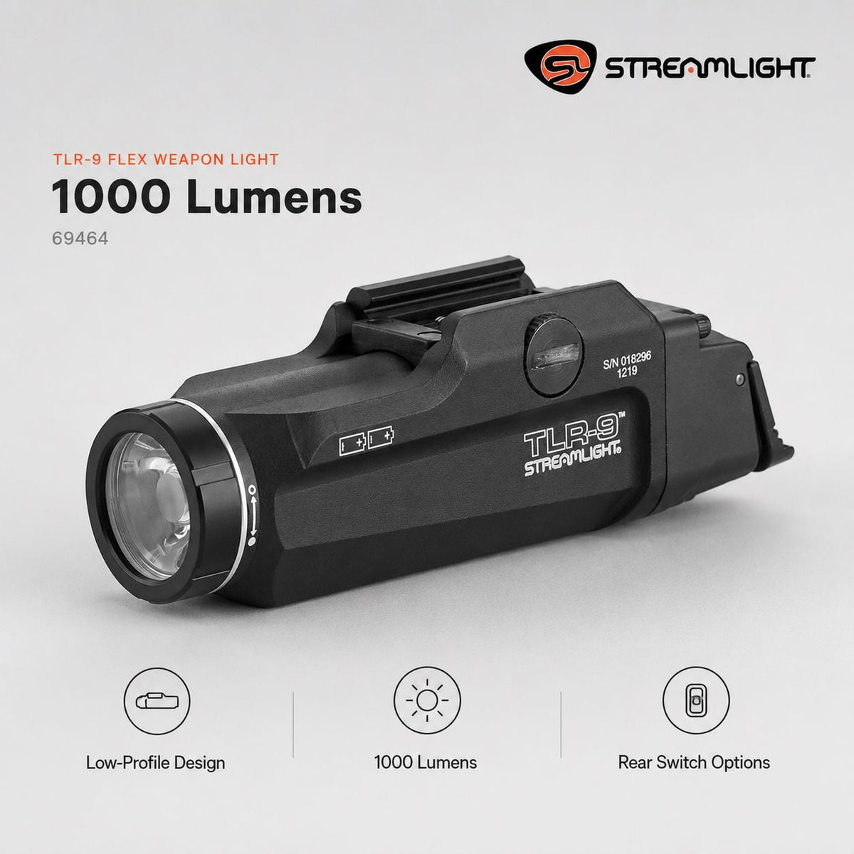 Streamlight TLR-9 Flex weapon light reaching 200 metres for 1.5 hours