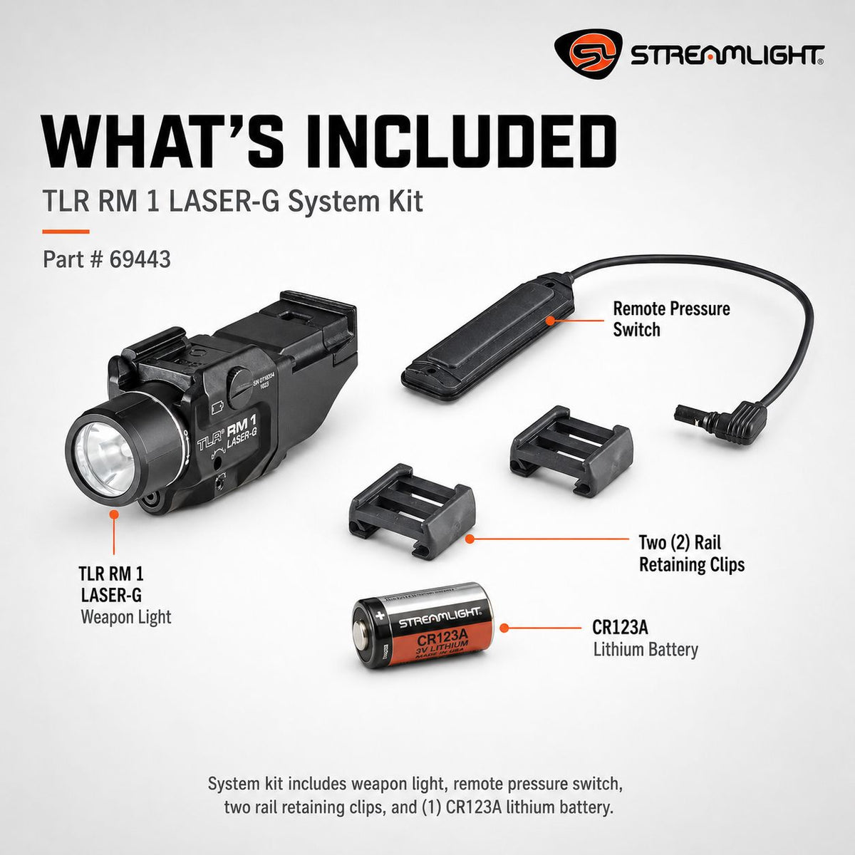 Streamlight TLR RM 1 Laser-G weapon light system for rifles, carbines and long guns
