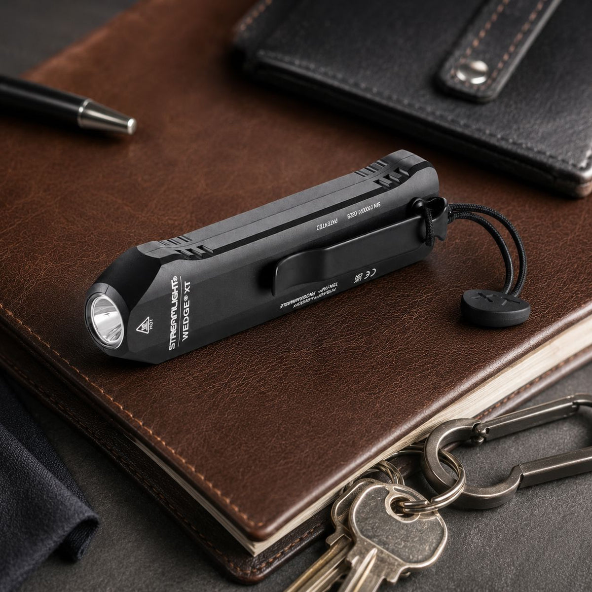 Streamlight Wedge XT EDC flashlight in black rated IPX7 with a deep-carry pocket clip