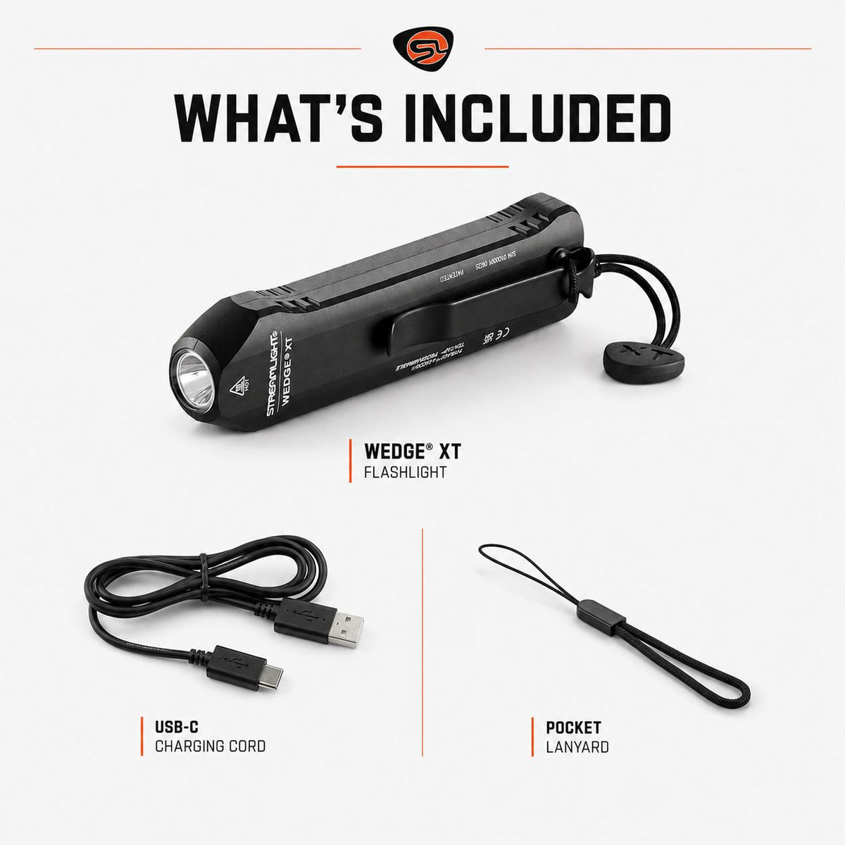 Streamlight Wedge XT EDC flashlight in black charging over USB-C in six hours