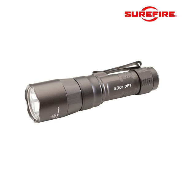 SureFire EDC1-DFT Turbo Dual Fuel tactical flashlight producing 650 lumens in a hard anodised finish