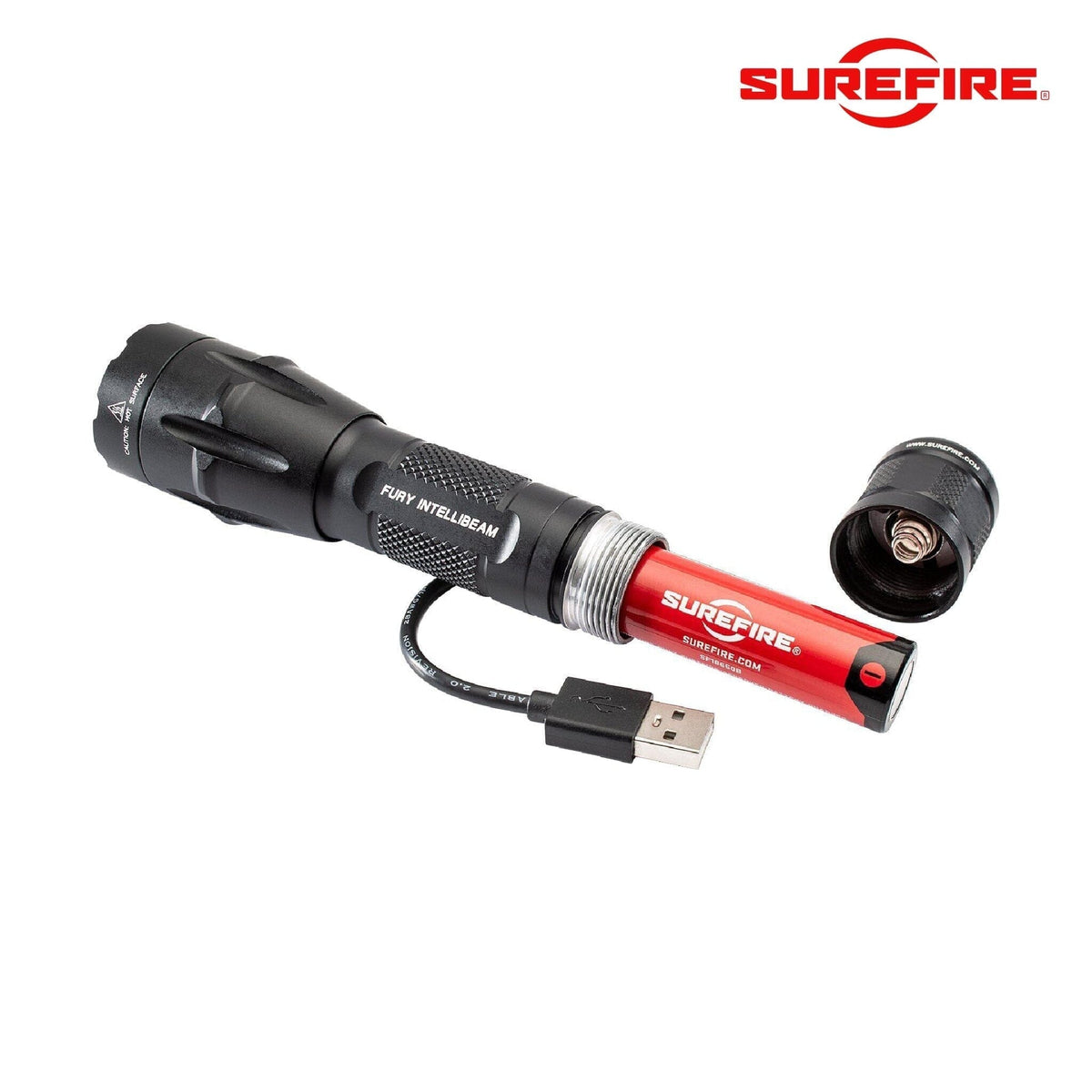 SureFire Fury IntelliBeam Dual Fuel tactical flashlight in a Mil-Spec hard anodised aluminium body