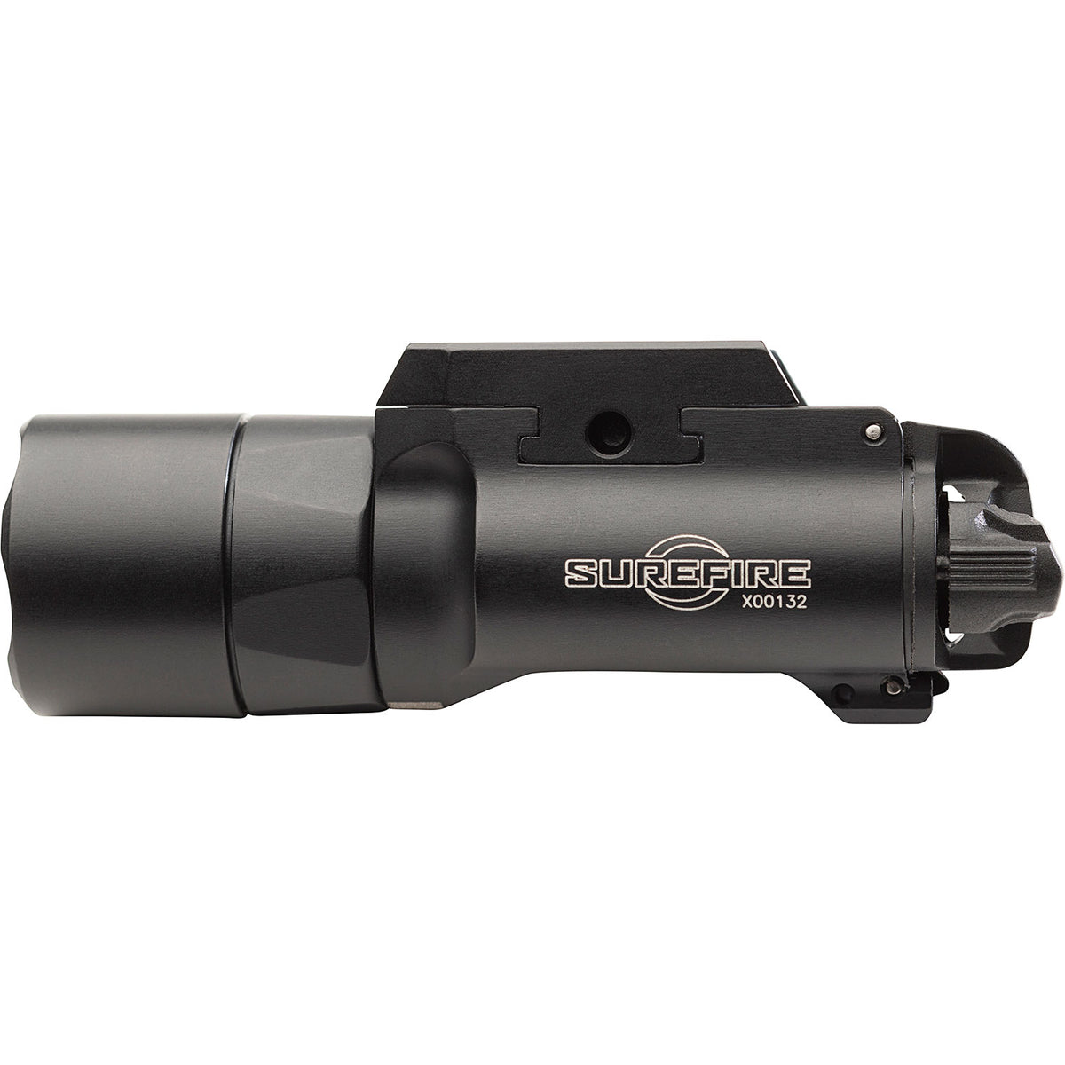 SureFire X300T-B Turbo weapon light viewed from the left side showing its compact black body