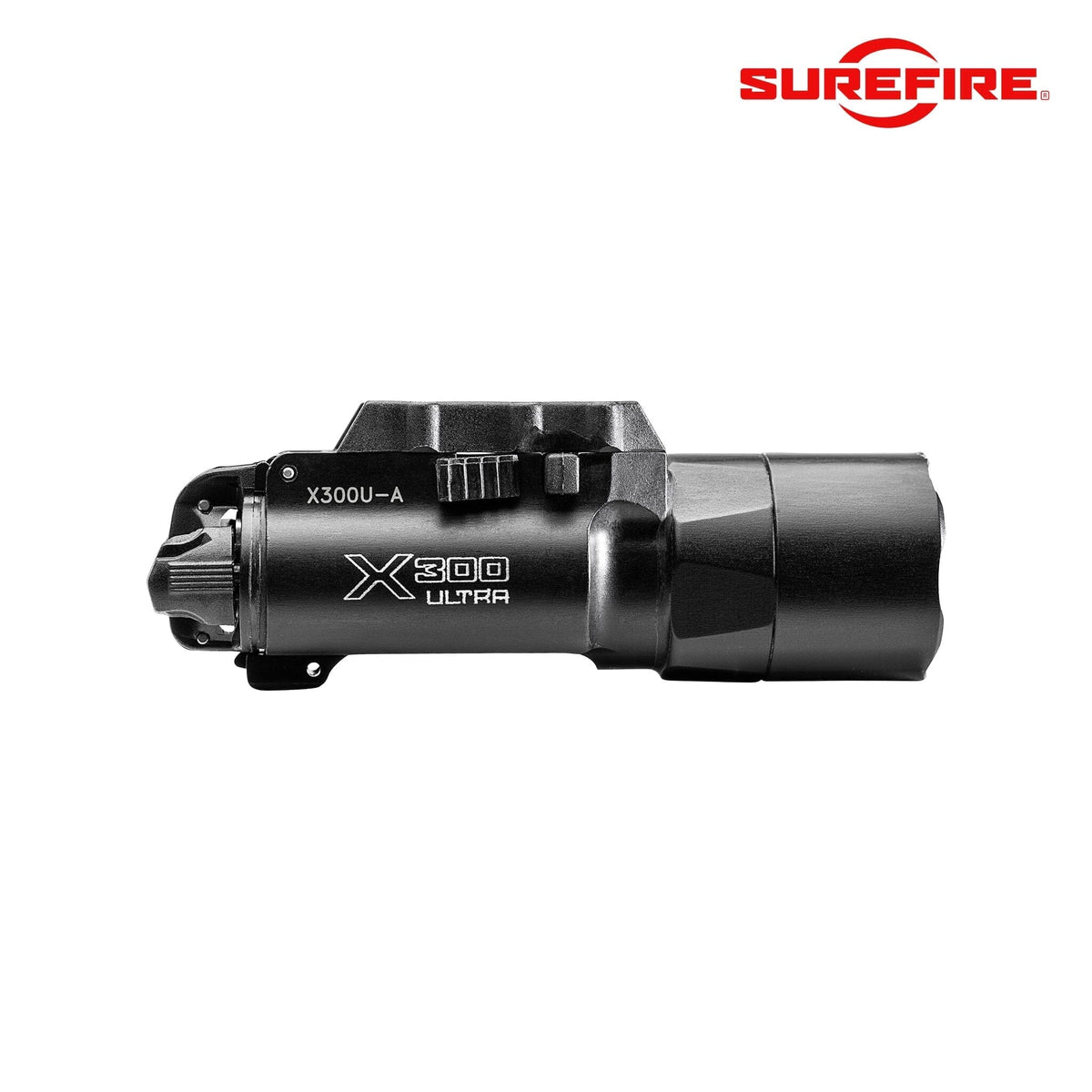 SureFire X300U-A Ultra weapon light with a TIR lens shaping a tight beam and useful surround light