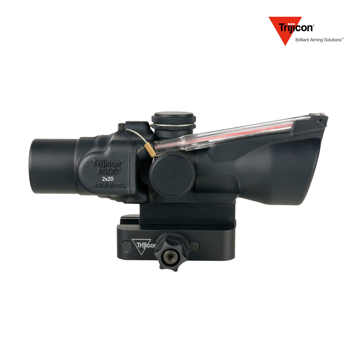 Trijicon ACOG 2x20 rifle scope with a 9.2 MOA triangle reticle