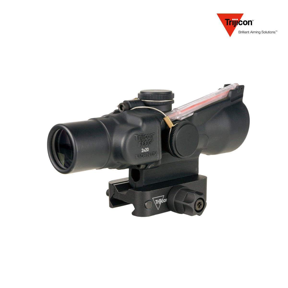 Trijicon ACOG 2x20 rifle scope with a dual-illuminated fibre optic and tritium reticle