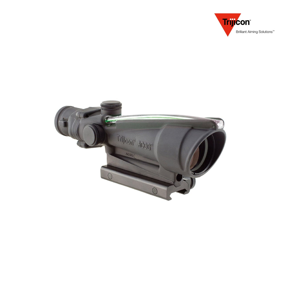 Trijicon ACOG 3.5x35 rifle scope with a green horseshoe-and-dot .308 BAC reticle