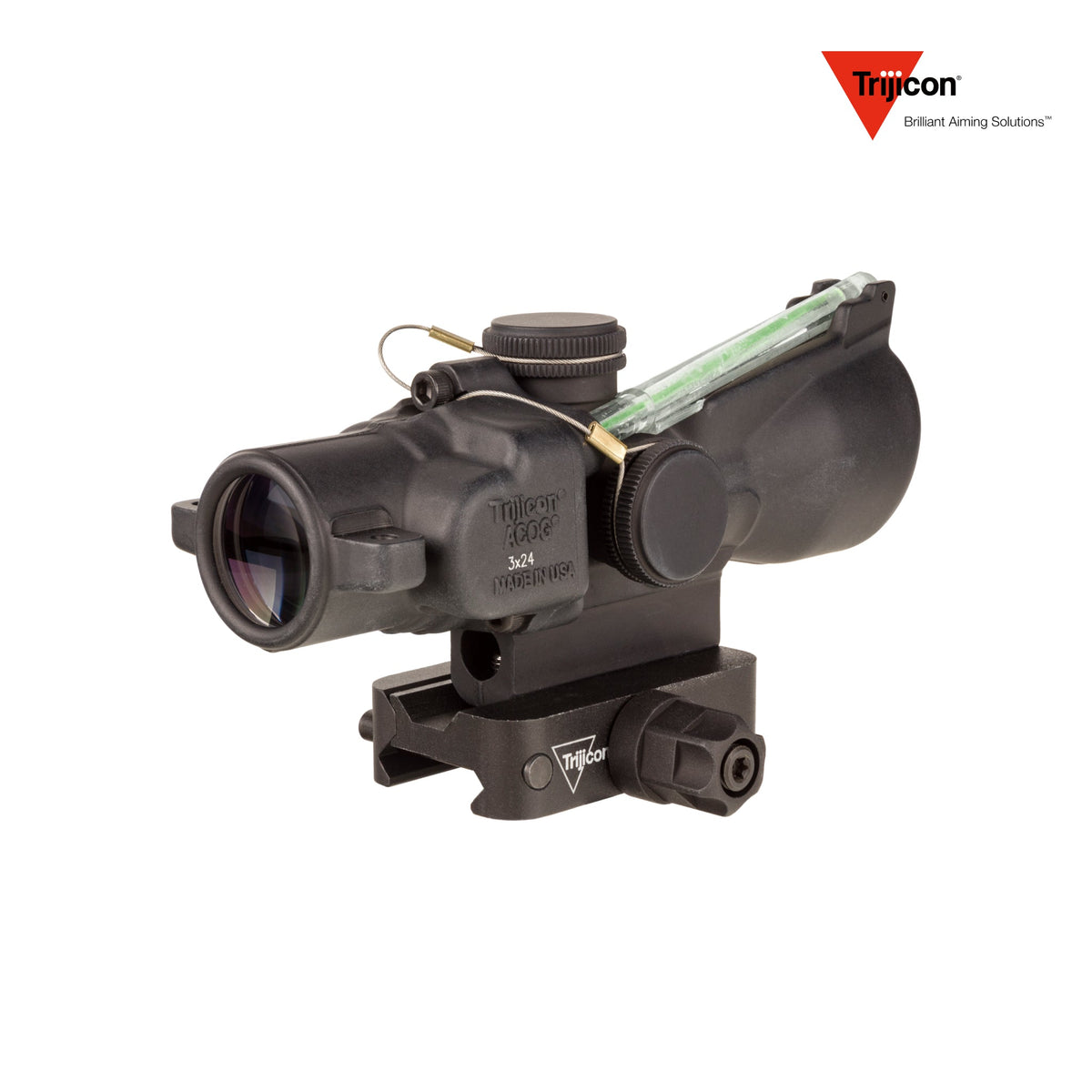 Trijicon ACOG 3x24 rifle scope with a standard-height Q-LOC mount