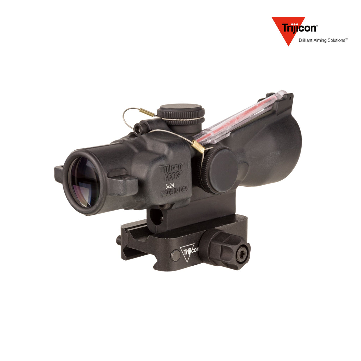 Trijicon ACOG 3x24 rifle scope with a standard-height Q-LOC mount