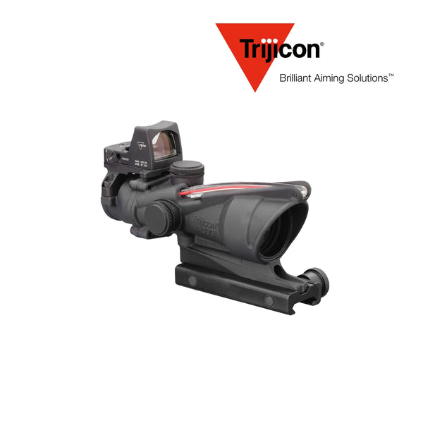 Trijicon ACOG 4x32 rifle scope with a red crosshair .223 BAC reticle and RMR red dot