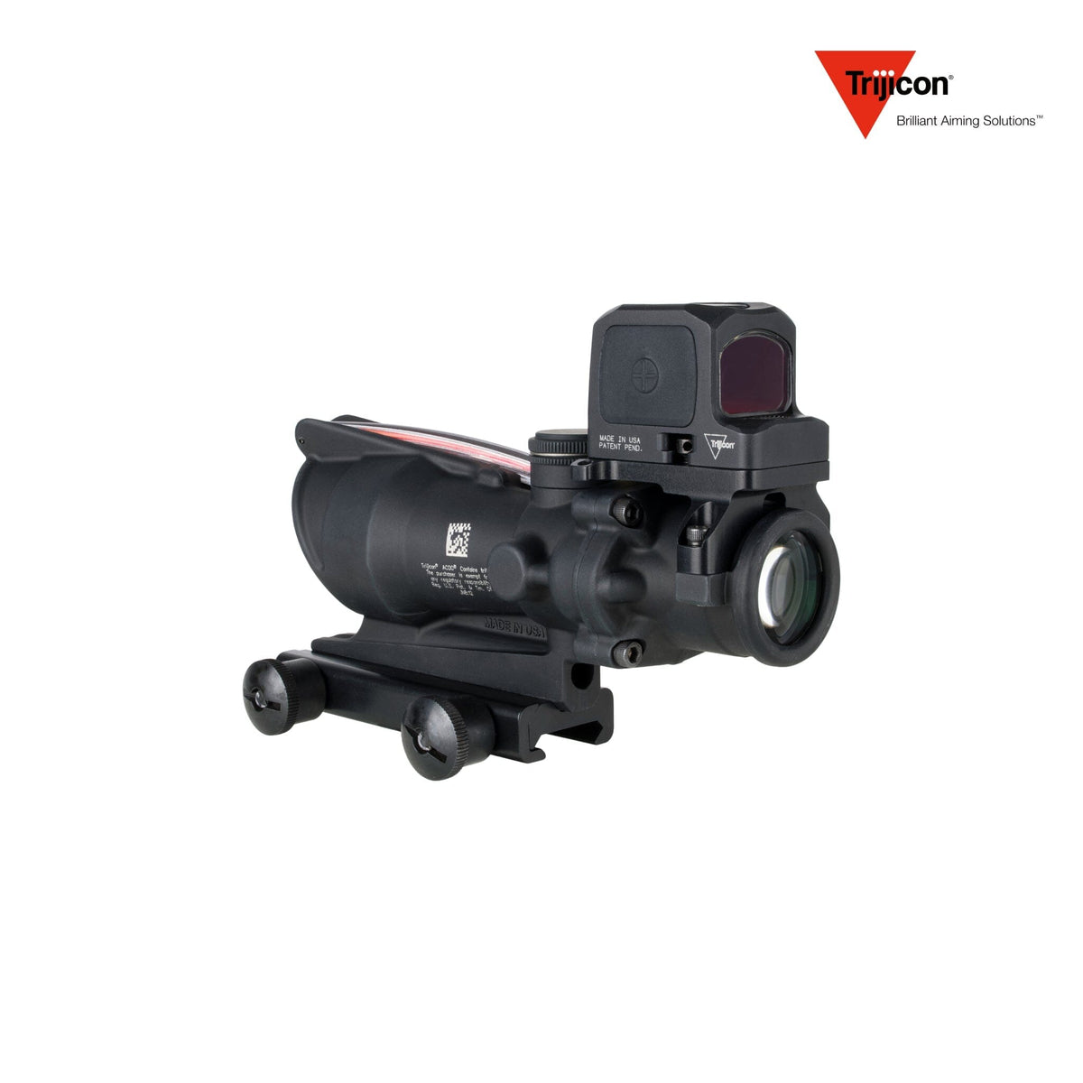 Trijicon ACOG 4x32 rifle scope paired with the RCR enclosed red dot sight, for flat-top rifles with a Picatinny rail