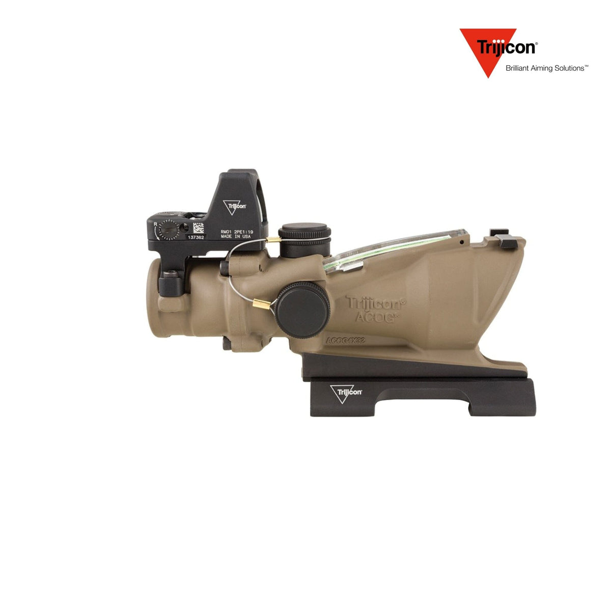 Trijicon ACOG ECOS 4x32 Dual-Illuminated Riflescope with RMR Type 2 – Green Crosshair .223/5.56 BDC – Flat Dark Earth – TA31-D-100554 ACOG Rifle Scope Trijicon