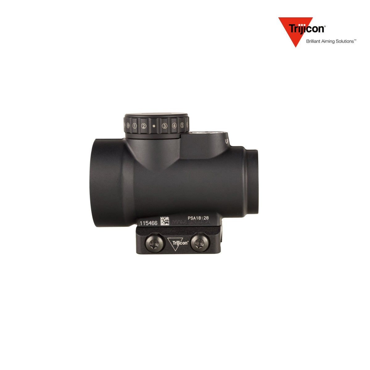 Trijicon MRO HD 1x25 68 MOA red dot sight supplied without a mount, with a hard anodised matte black finish