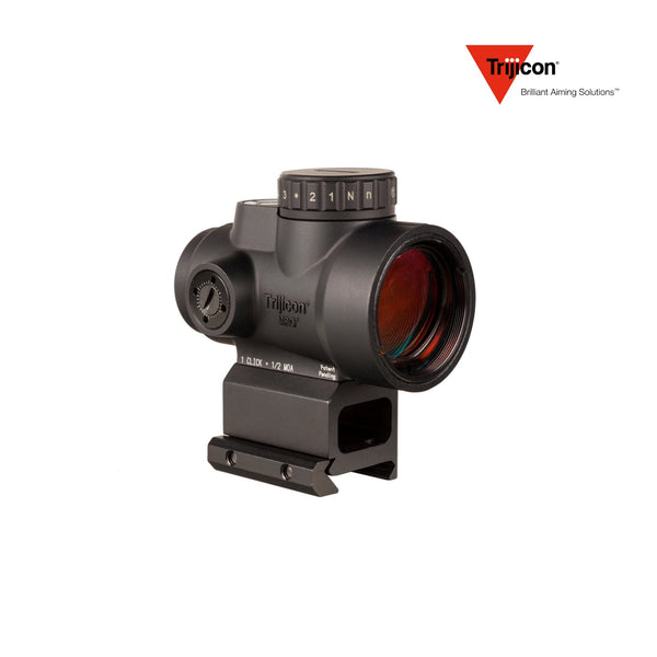 Trijicon MRO HD 1x25 68 MOA red dot sight with the lower 1/3 co-witness mount