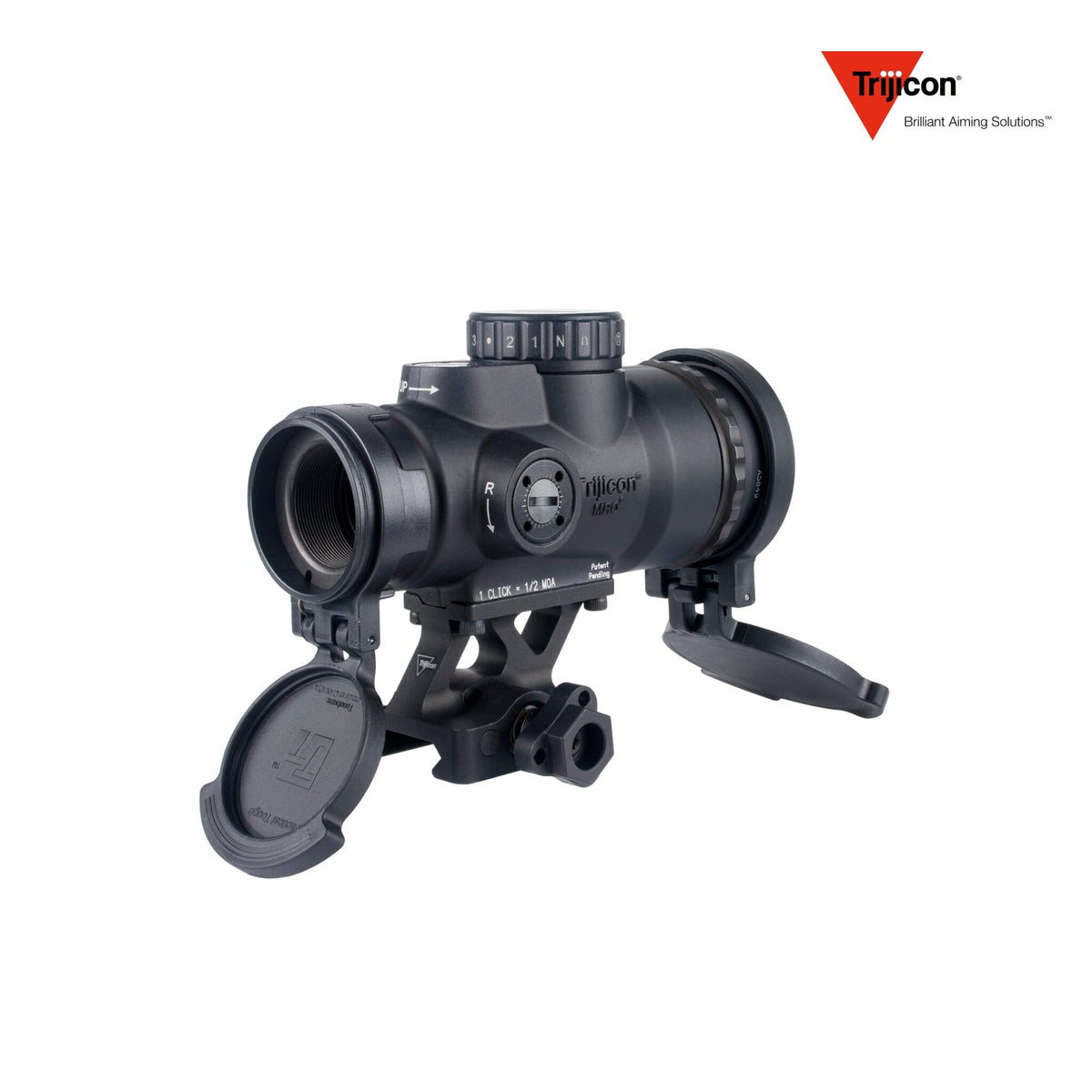 Trijicon MRO HD Patrol 68 MOA circle-dot red dot sight with the lower 1/3 co-witness Q-LOC mount, in 7075-T6 aluminium