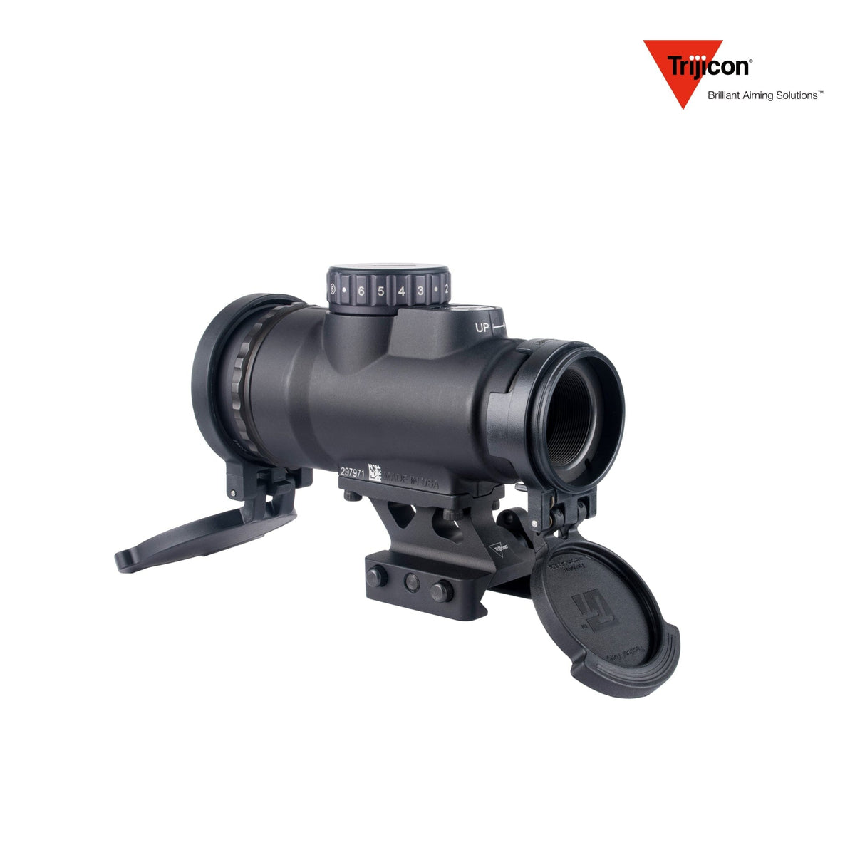 Trijicon MRO HD Patrol 68 MOA circle-dot red dot sight supplied without a mount, with 1 MOA per click windage and elevation