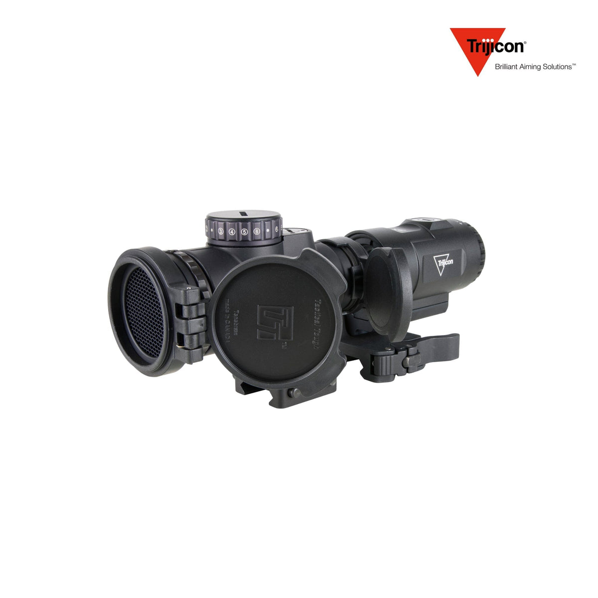 Trijicon MRO HD Patrol 68 MOA circle-dot red dot sight with the Trijicon 3x magnifier, in a forged 7075-T6 aluminium housing