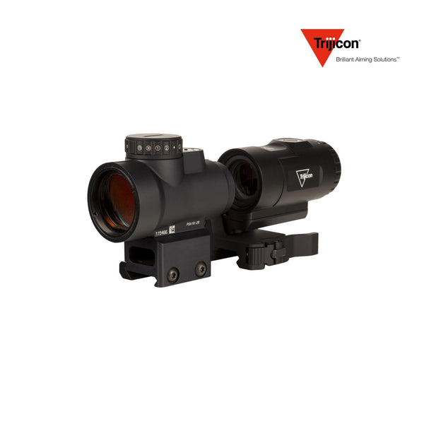 Trijicon MRO HD 1x25 68 MOA red dot sight with the Trijicon 3x magnifier