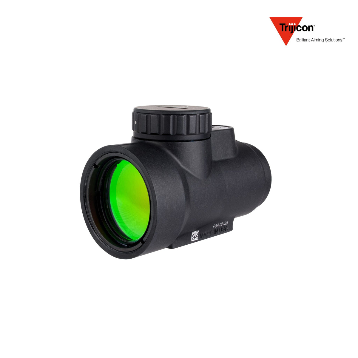 Trijicon MRO SD 1x25 2 MOA green dot sight in matte black supplied without a mount, in a forged 7075-T6 aluminium housing