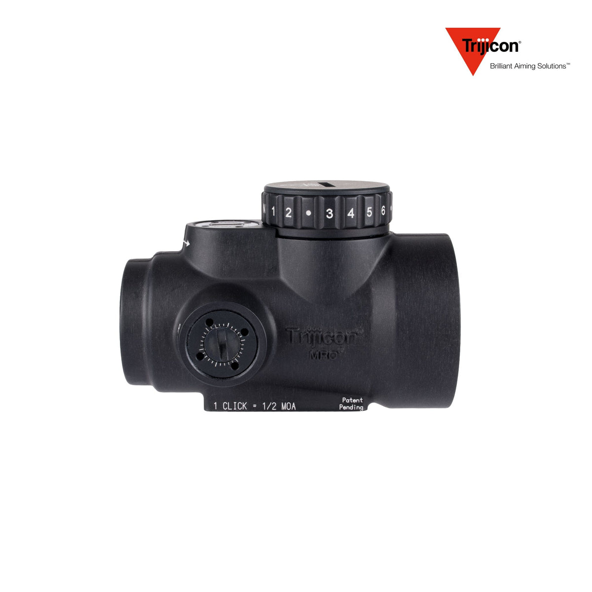 Trijicon MRO SD 1x25 2 MOA green dot sight in matte black supplied without a mount, with a hard anodised matte black finish