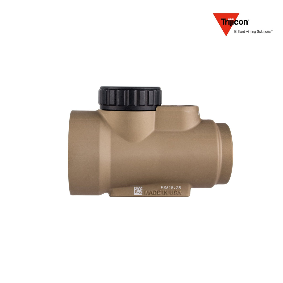 Trijicon MRO SD 1x25 2 MOA red dot sight in coyote supplied without a mount, with 1 MOA per click windage and elevation