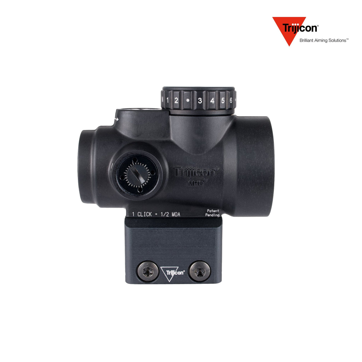 Trijicon MRO SD 1x25 2 MOA red dot sight in matte black with the full co-witness mount, with fully multi-coated lenses