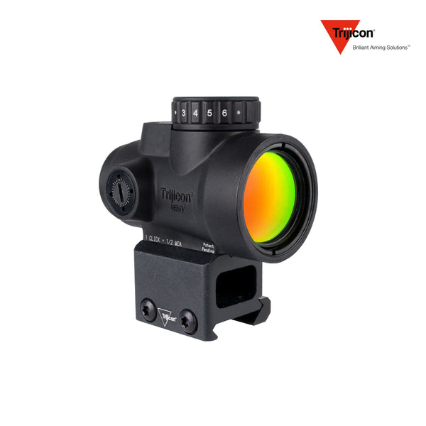 Trijicon MRO SD 1x25 2 MOA red dot sight in matte black with the lower 1/3 co-witness mount