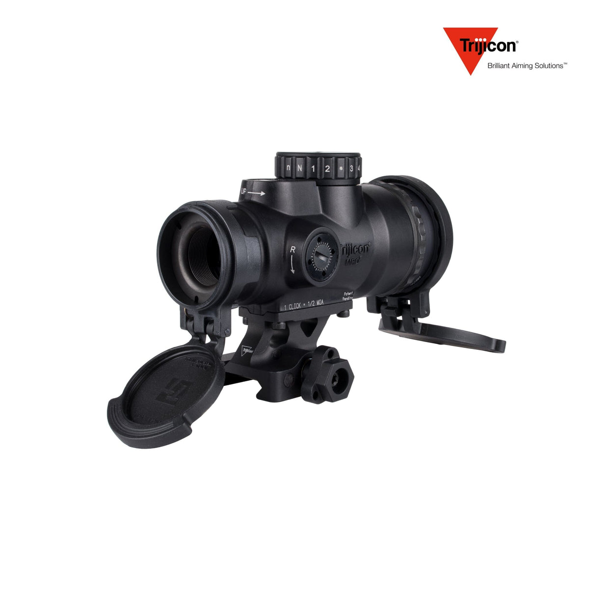Trijicon MRO SD Patrol 2 MOA red dot sight supplied without a mount, with a 25mm objective lens at 1x magnification