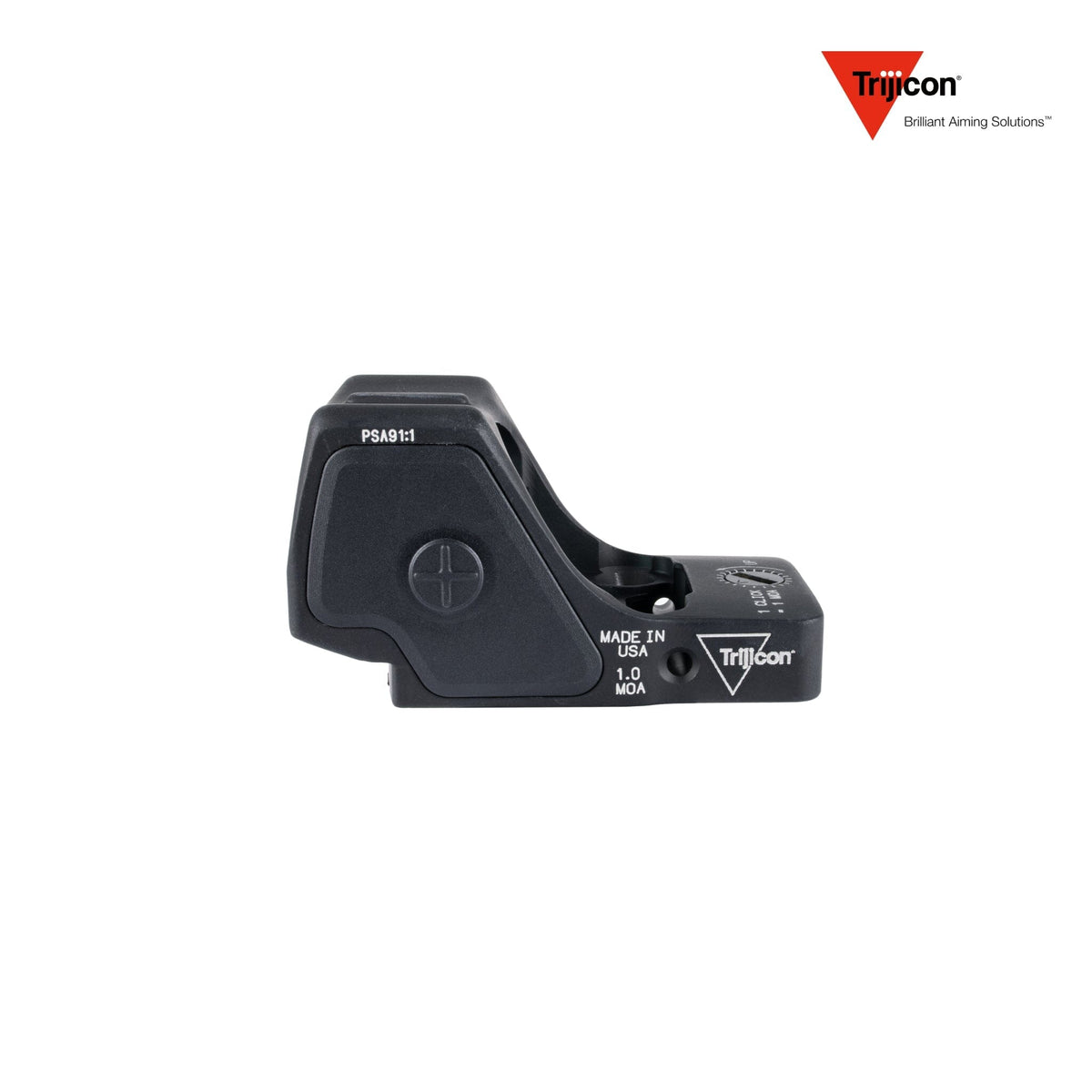 Trijicon RMR HD red dot sight with a 55 MOA circle and 1.0 MOA adjustable LED dot, with 1 MOA per click adjustments