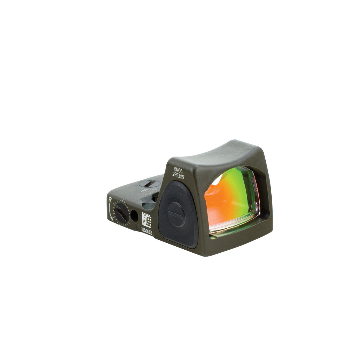 Trijicon RMR Type 2 3.25 MOA adjustable LED sight in olive drab green, with eight brightness settings