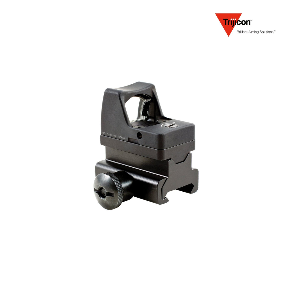 Trijicon RMR Type 2 1.0 MOA adjustable LED red dot sight on the RM34 tall Picatinny mount, with a top-loading CR2032 battery