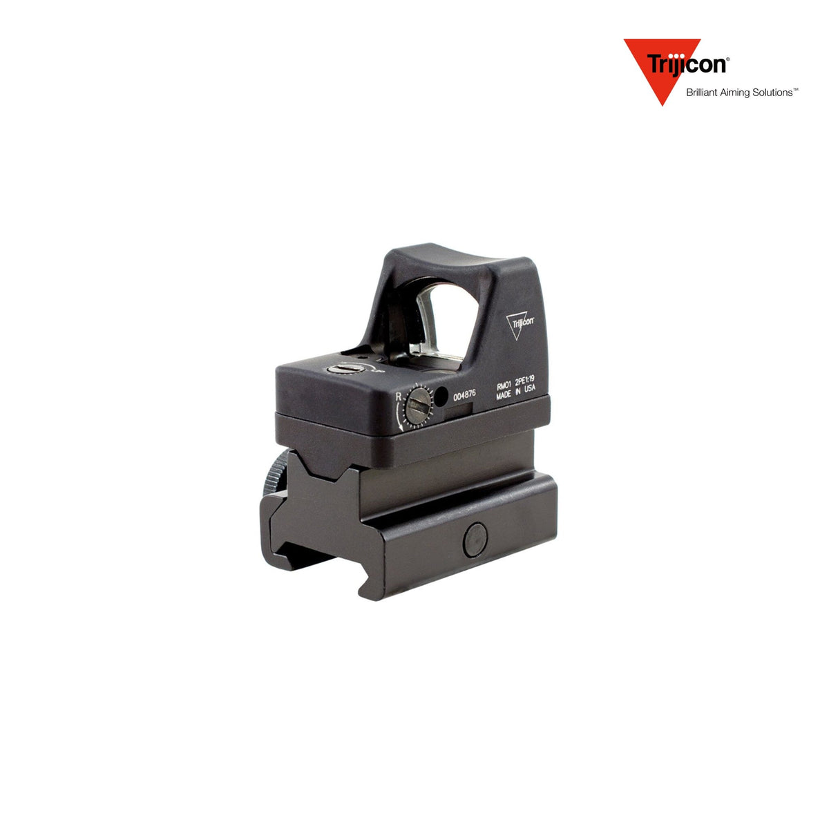Trijicon RMR Type 2 1.0 MOA adjustable LED red dot sight on the RM34 tall Picatinny mount, with a 7075-T6 housing