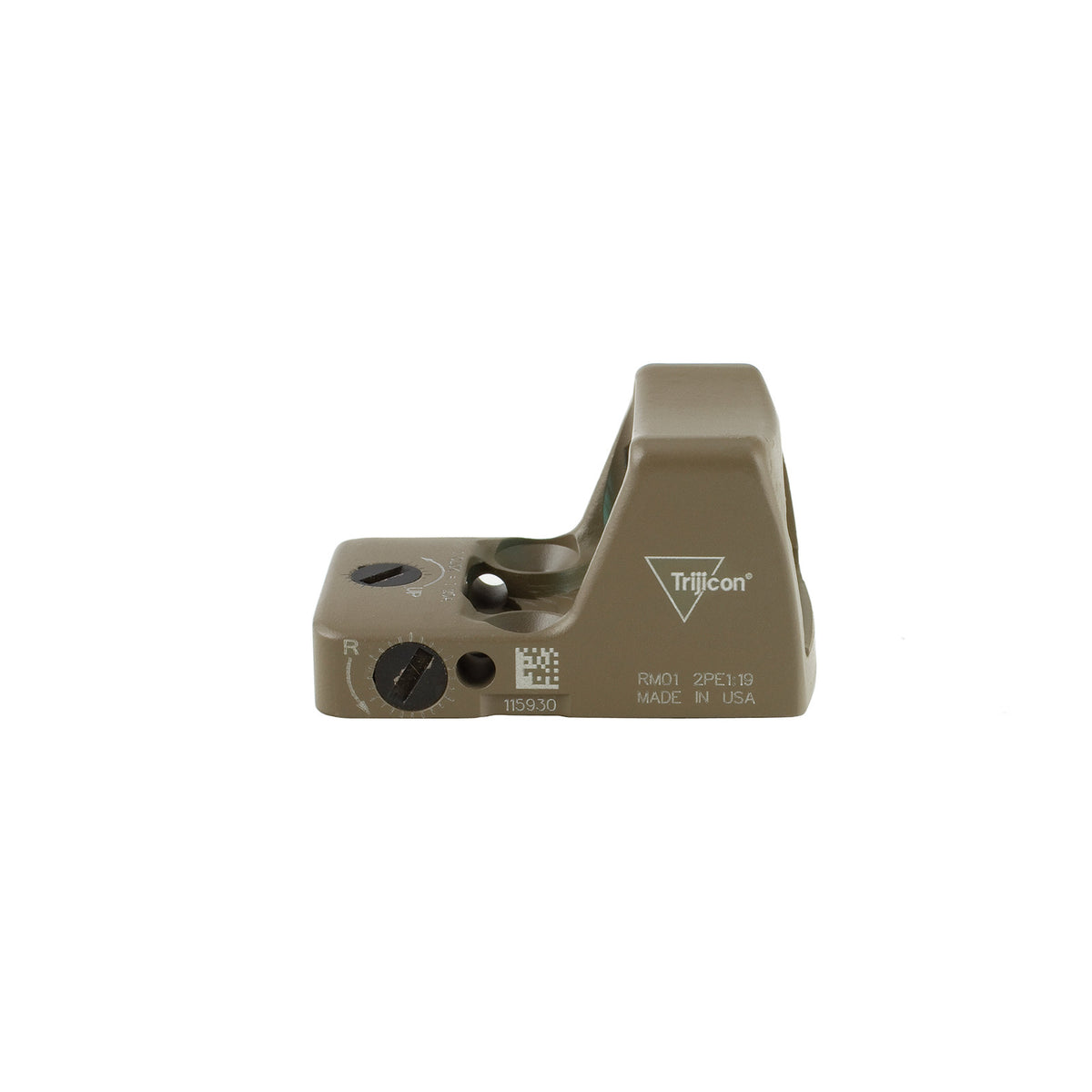 Trijicon RMR Type 2 3.25 MOA LED red dot sight in flat dark earth, with 1 MOA click windage and elevation adjustment