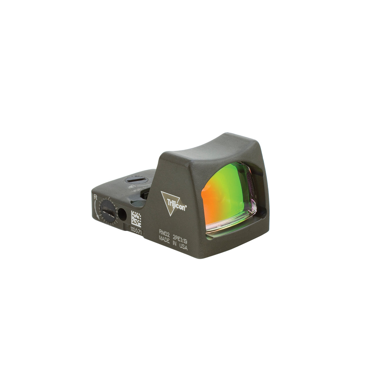 Trijicon RMR Type 2 3.25 MOA LED red dot sight in olive drab green, with automatic brightness adjustment