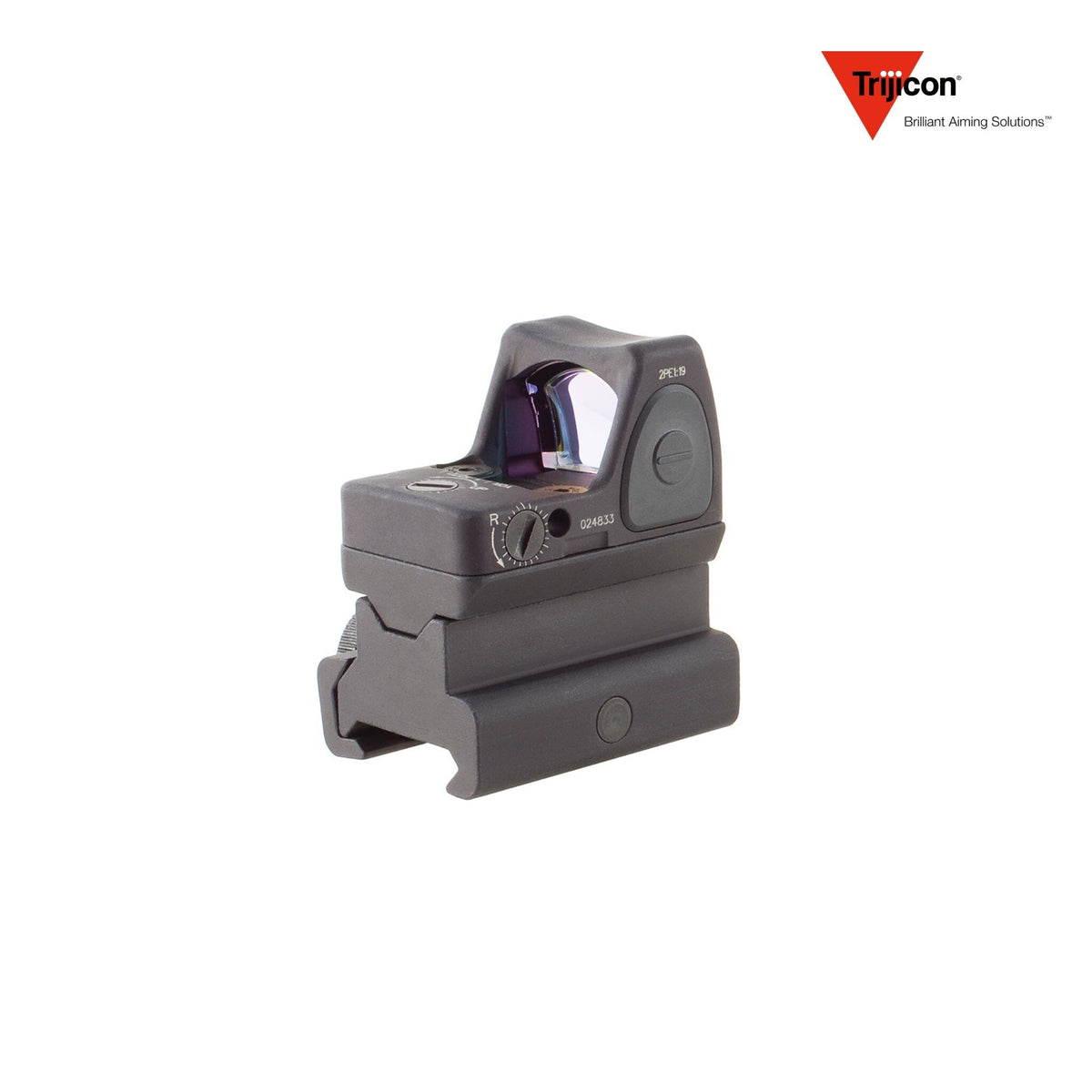 Trijicon RMR Type 2 3.25 MOA adjustable LED red dot sight on the RM34 tall Picatinny mount, with a 7075-T6 housing
