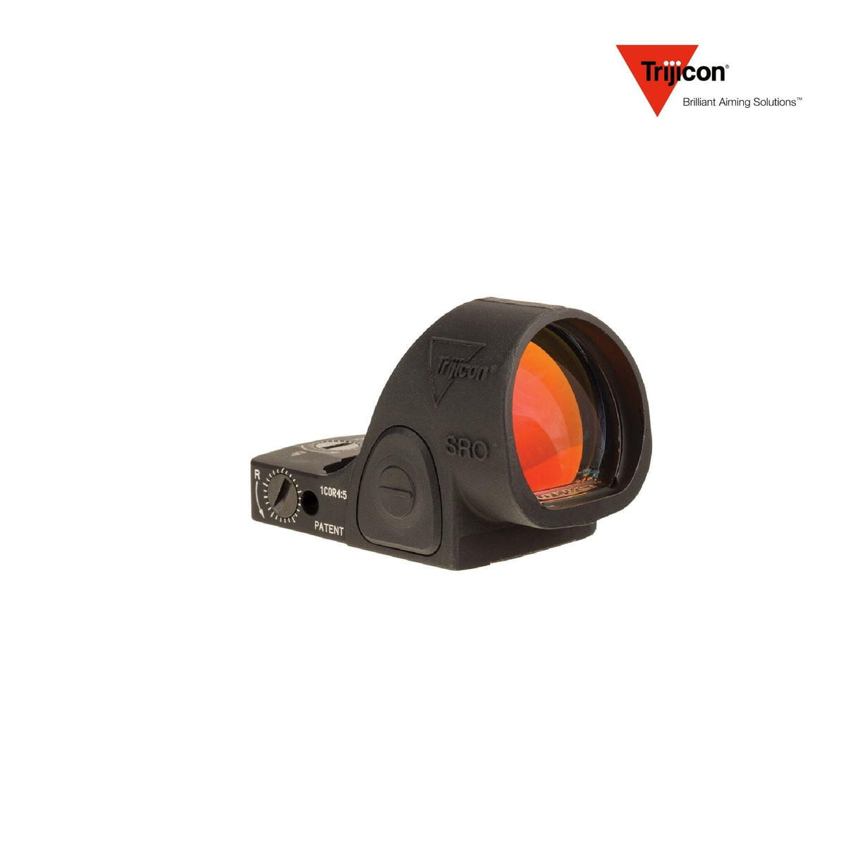 Trijicon SRO 1.0 MOA adjustable LED red dot sight in matte black, with a wide circular lens for fast target acquisition