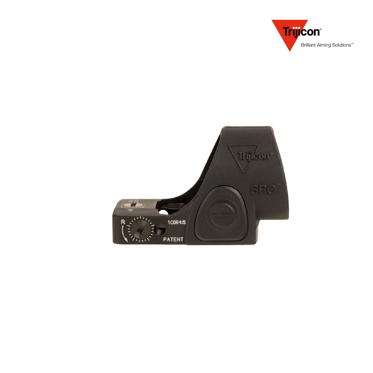 Trijicon SRO 2.5 MOA adjustable LED red dot sight in matte black, on the RMR footprint for optics-ready pistols