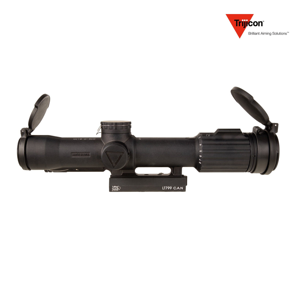 Trijicon USMC SCO VCOG 1-8x28mm Red MRAD Tree Reticle Riflescope w/LaRue LT799 Mount, Tenebraex Flip Caps & Soft Case - VC18-C-2400012 LPVO Rifle Scope Trijicon
