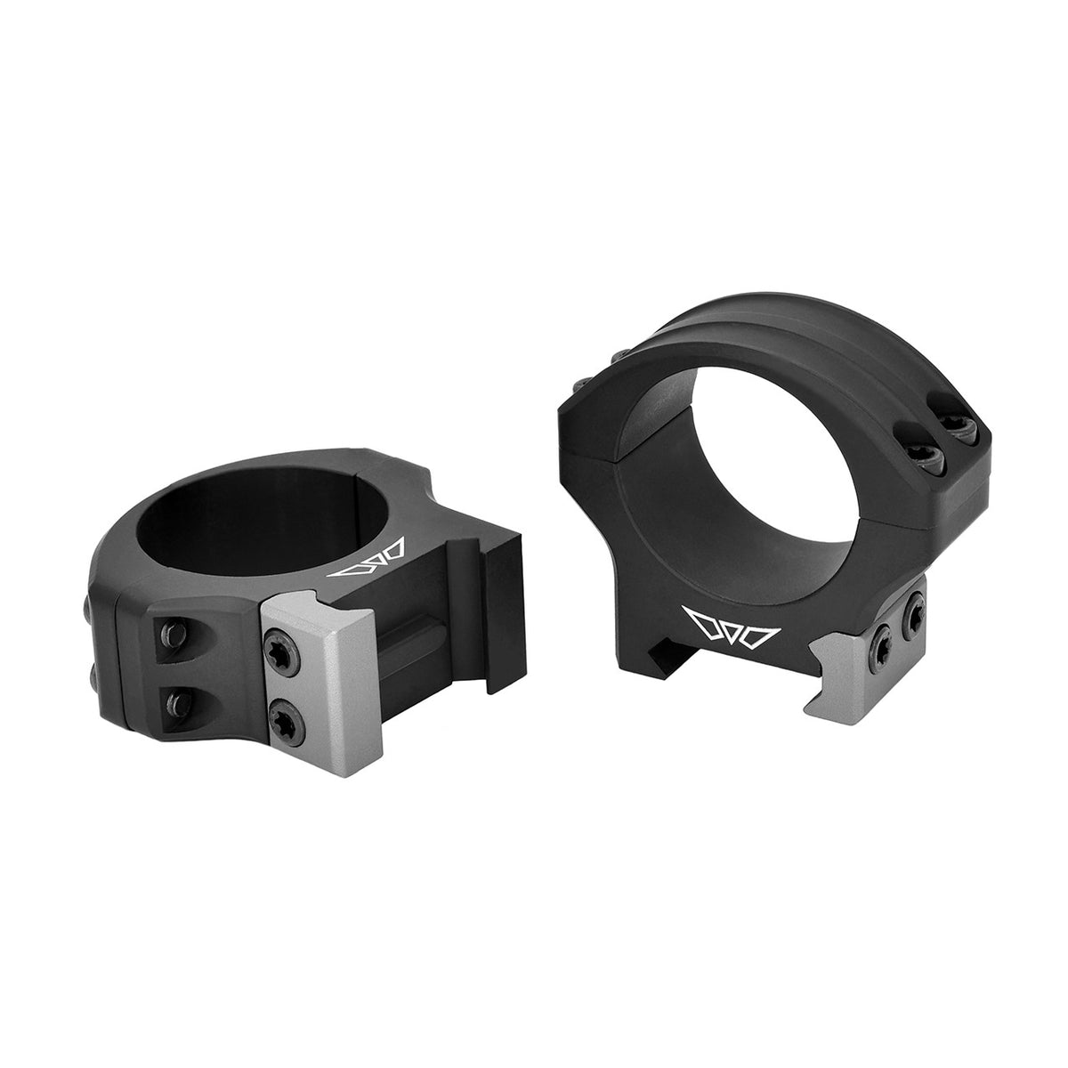 Warne HyperLite 8513M 30mm low rings showing the grey clamping hardware