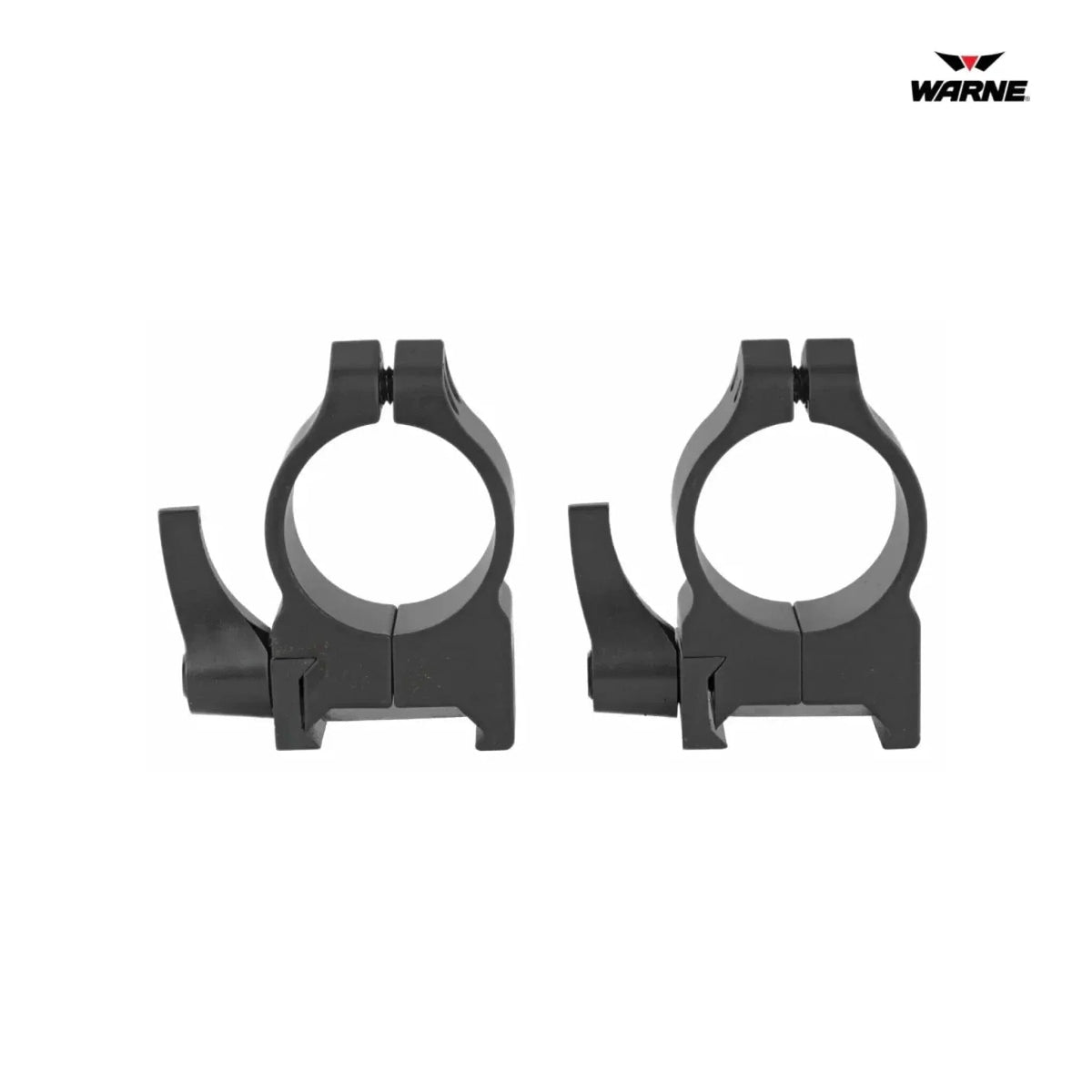 Warne Maxima 1 inch medium rings with quick-detach levers clamping to Picatinny and Weaver bases