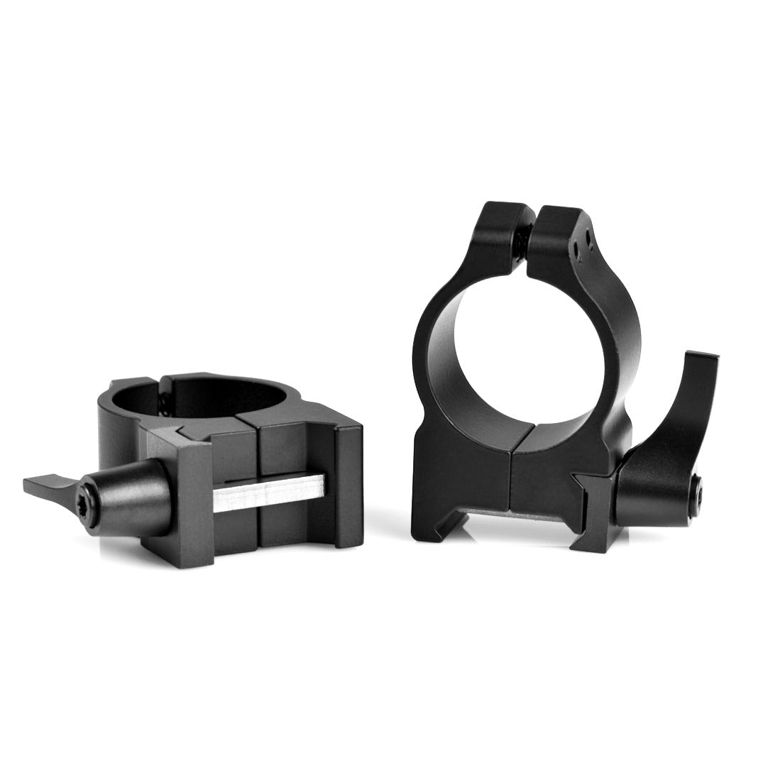 Warne Maxima 201LM quick detach rings for 1 inch tubes at medium height, product photograph