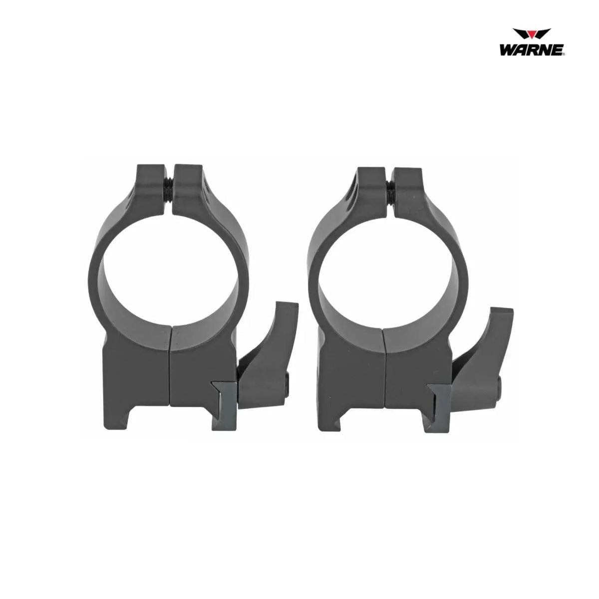 Warne Maxima 30mm high rings with quick-detach levers clamping to Picatinny and Weaver bases